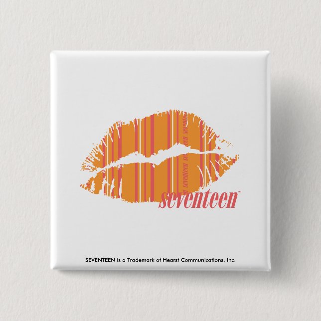 Thin Stripes Orange 2 Inch Square Button (Front)