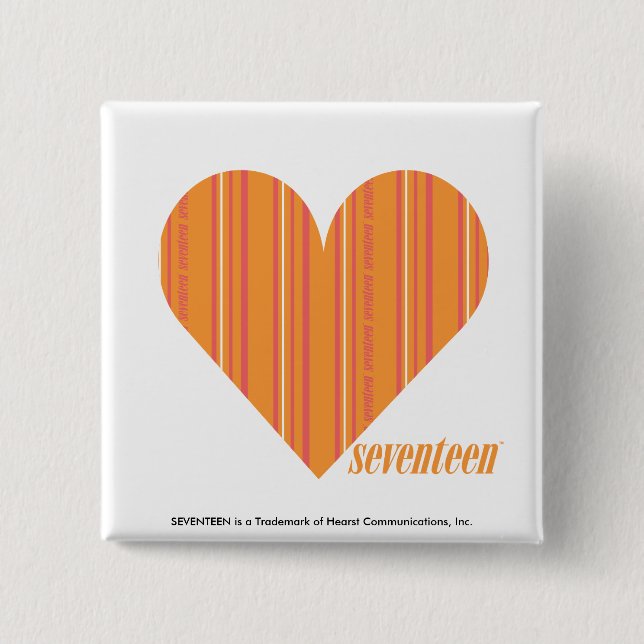 Thin Stripes Orange 3 2 Inch Square Button (Front)