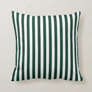 Thin Stripes - White and Dark Green Throw Pillow