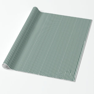 Thin Stripes - White and Dark Green Wrapping Paper