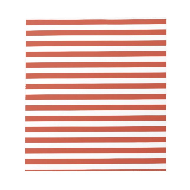Thin Stripes - White and Dark Pastel Red Notepad (Front)
