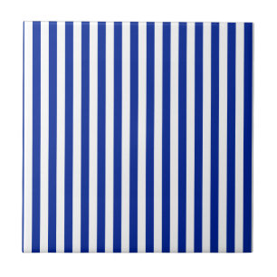 Thin Stripes - White and Imperial Blue Tile
