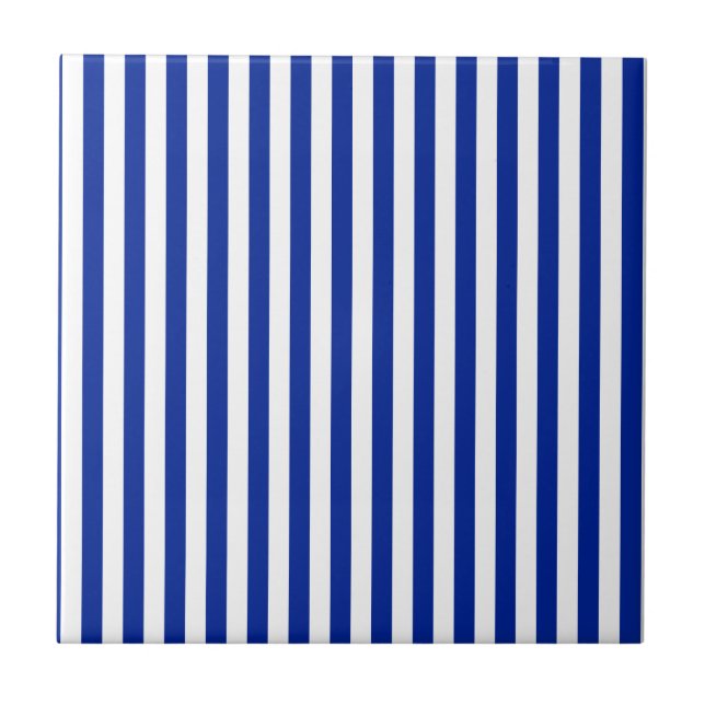 Thin Stripes - White and Imperial Blue Tile (Front)