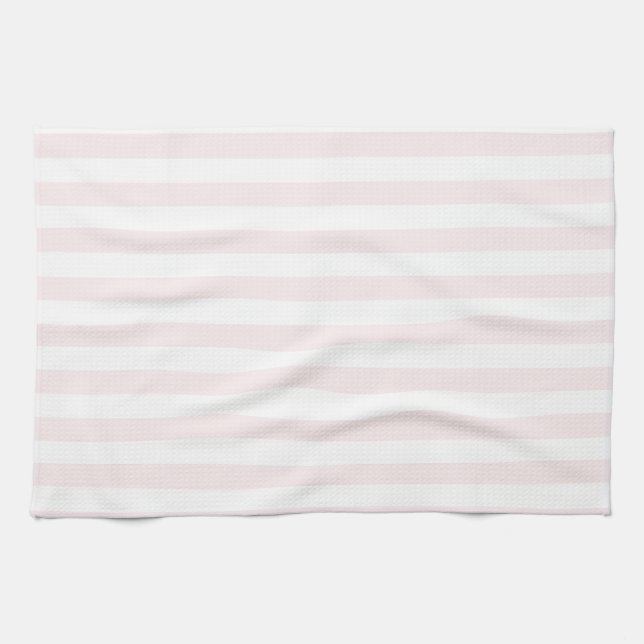 Thin Stripes - White and Pale Pink Kitchen Towel (Horizontal)