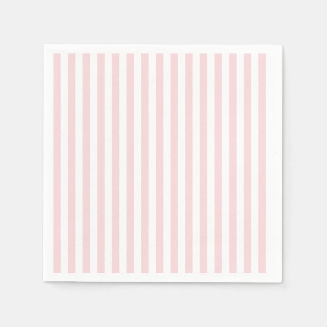 Thin Stripes - White and Pale Pink Napkin (Front)