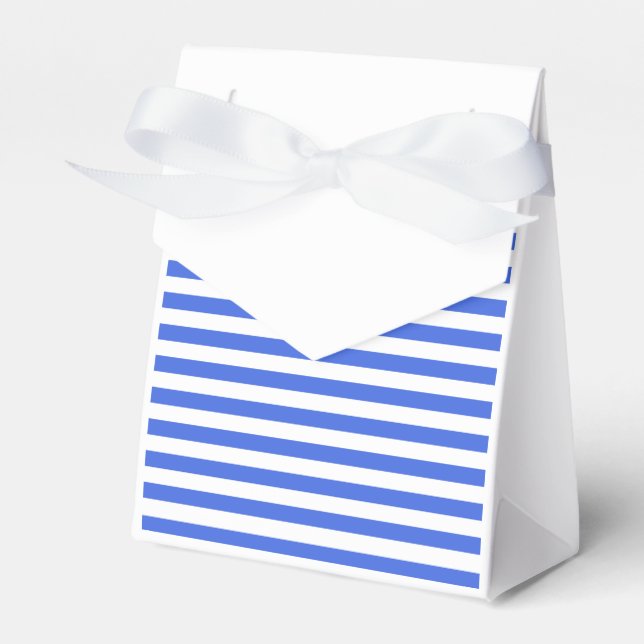 Thin Stripes - White and Royal Blue Favor Box (Front Side)