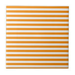 Thin Stripes - White and Tangerine Tile<br><div class="desc">Stripes are real classics! They are one of the eternal patterns you can use for any kind of product. These tangerine orange and white stripes are just one of the many options available in my collection of stripes in various colour combinations and stripe patterns. If you want to get a...</div>