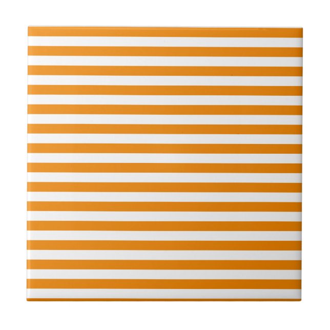 Thin Stripes - White and Tangerine Tile (Front)