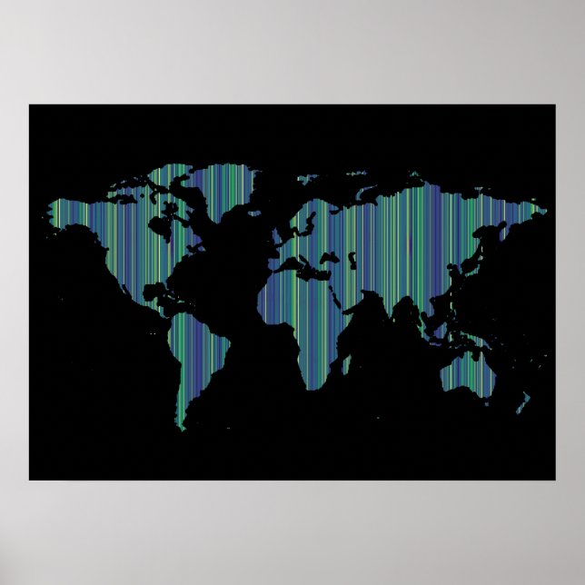 thin stripes world map poster (Front)