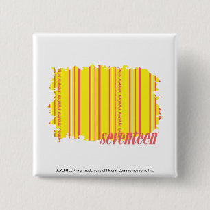 Thin Stripes Yellow 2 Inch Square Button