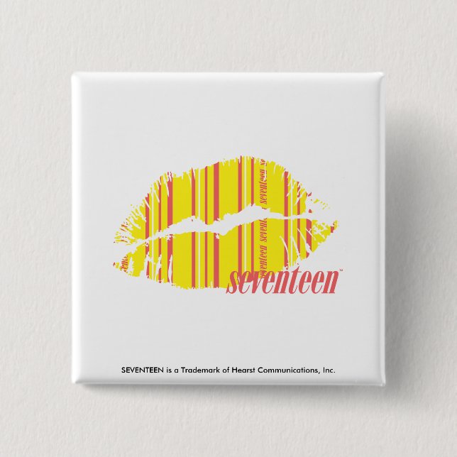 Thin Stripes Yellow 2 Inch Square Button (Front)