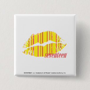 Thin Stripes Yellow 2 Inch Square Button