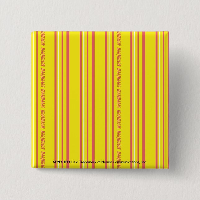 Thin Stripes Yellow 2 Inch Square Button (Front)