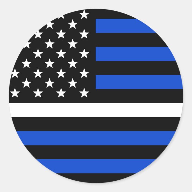 Thin White Line Blue American Flag Classic Round Sticker (Front)