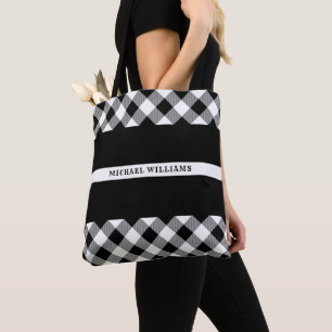 Thin White Line EMS EMT Buffalo Plaid Monogram Tote Bag