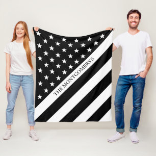 Thin White Line EMS EMT Flag Monogram Name Fleece Blanket