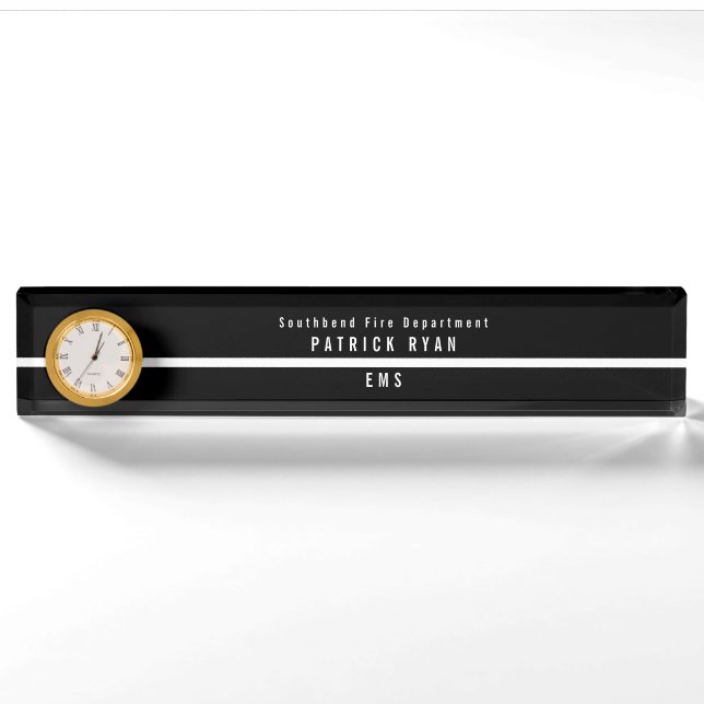 Thin White Line EMS Monogram Clock Nameplate (Front)