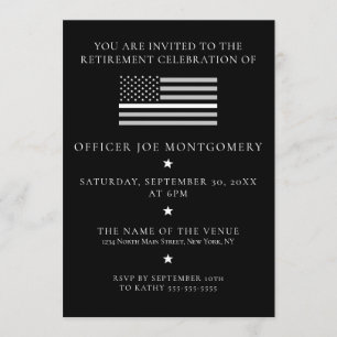 Thin White Line Flag EMS EMT Retirement Party Invitation