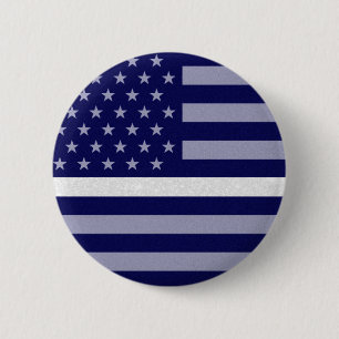 Thin White Line Glitter Flag 2 Inch Round Button