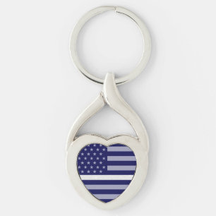 Thin White Line Glitter Flag Keychain