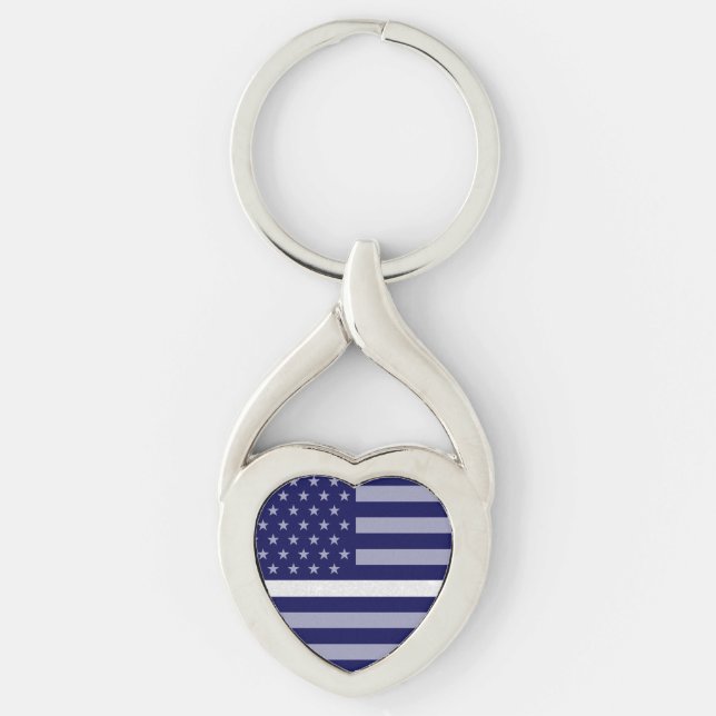 Thin White Line Glitter Flag Keychain (Front)
