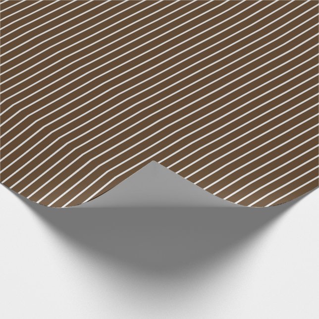 Thin White Pinstripes on Dark Brown Wrapping Paper (Corner)
