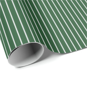 Thin White Pinstripes on Dark Green Wrapping Paper