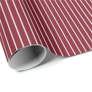 Thin White Pinstripes on Dark Red Wrapping Paper