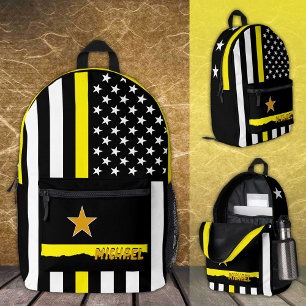 Thin Yellow Line bag, American Flag Dispatchers US Printed Backpack