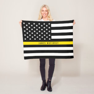 Thin Yellow Line Dispatcher Flag Monogram Small Fleece Blanket
