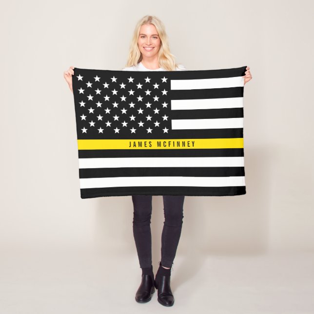 Thin Yellow Line Dispatcher Flag Monogram Small Fleece Blanket (In Situ)