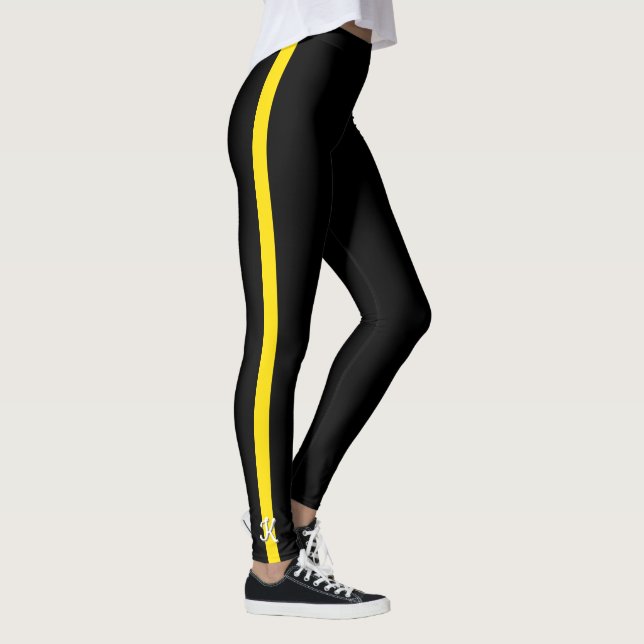 Thin Yellow Line Dispatcher Monogram Initial Leggings (Right)