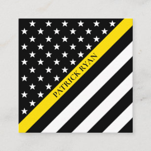 Thin Yellow Line Dispatcher Stars & Stripes Flag Square Business Card