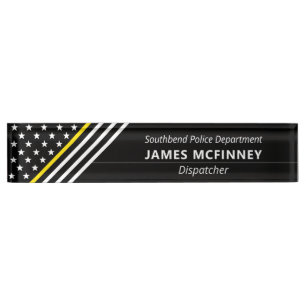 Thin Yellow Line Dispatcher Stars Stripes Monogram Nameplate