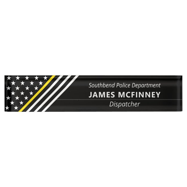 Thin Yellow Line Dispatcher Stars Stripes Monogram Nameplate (Front)