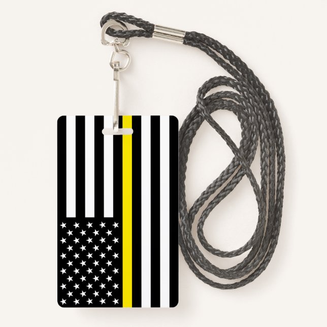 Thin Yellow Line Dispatchers Flag Badge (Front with Lanyard)