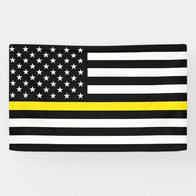 Thin Yellow Line Dispatchers Flag Banner (Horizontal)