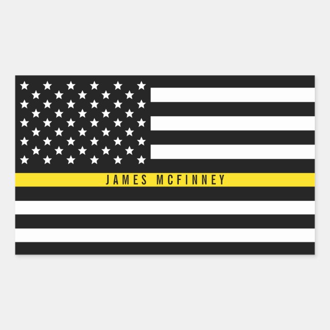 Thin Yellow Line Dispatchers Flag Custom Name Sticker (Front)