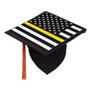Thin Yellow Line Dispatchers Flag Graduation Cap Topper