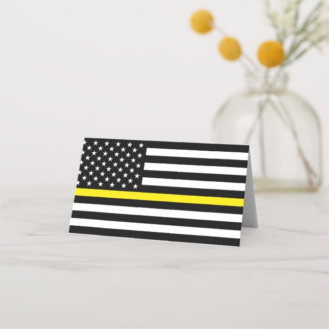 Thin Yellow Line Dispatchers Flag Place Card (Front)