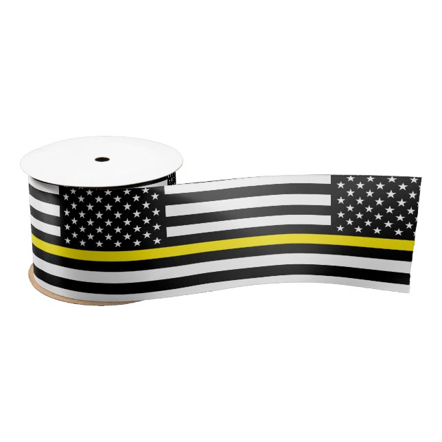 Thin Yellow Line Dispatchers Flag Satin Ribbon (Spool)