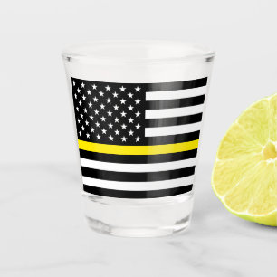 Thin Yellow Line Dispatchers Flag Shot Glass