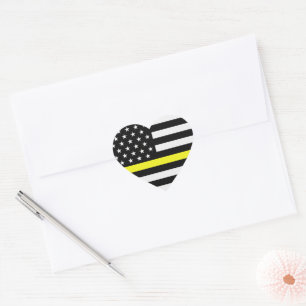Thin Yellow Line Flag Heart Sticker