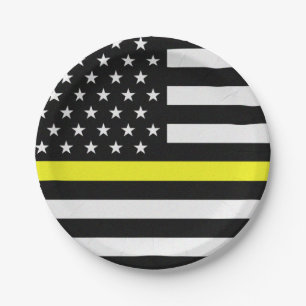 Thin Yellow Line Flag Paper Plate