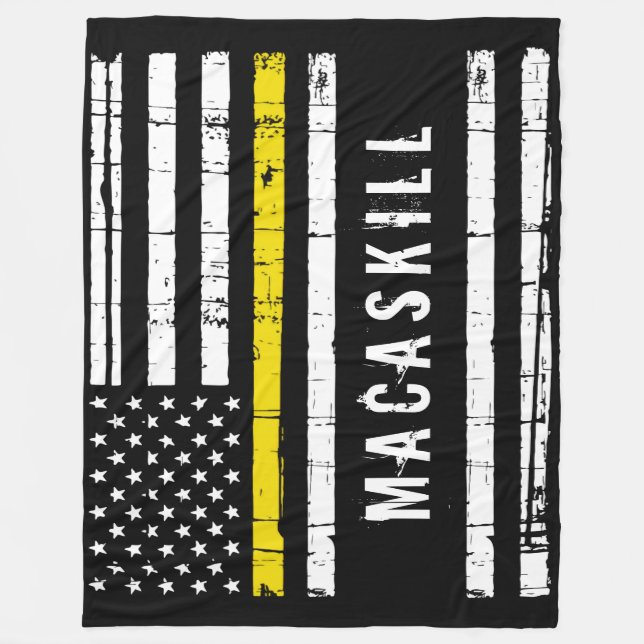 Thin Yellow Line  Flag Personalized Dispatcher Fleece Blanket (Front)