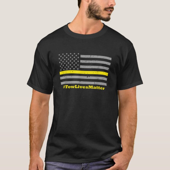 Thin Yellow Line Flag Tow Truck Driver T-Shirt (Front)