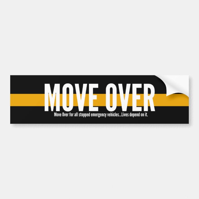 Thin Yellow Line Move Over Bumper Sticker (Front)