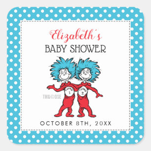 Thing 1 Thing 2   Twins Baby Shower Square Sticker