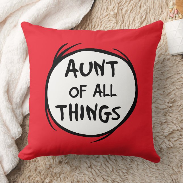Thing One Thing Two - Aunt of all Things Throw Pillow (Blanket)