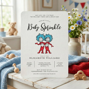 Thing One Thing Two Blue Twins Baby Sprinkle Invitation